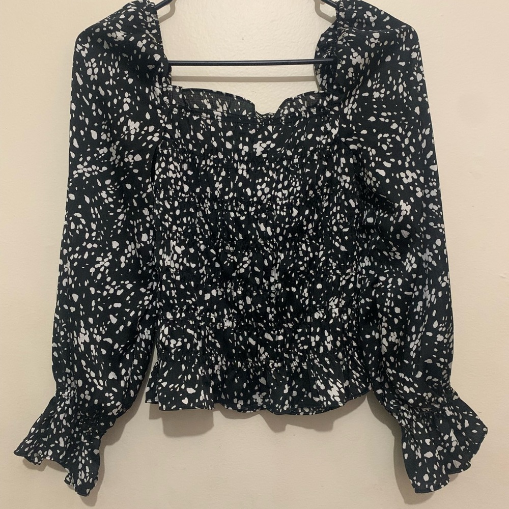 Elegant Black and White Women's Blouse